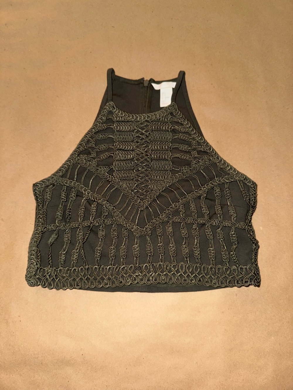 H&M Green Lace Crop Top Size Small Festival Summer Vacation Boho Chic Preppy